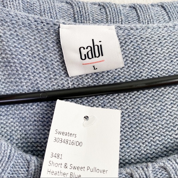 Cabi Pullover Sweater Cable Knit Short & Sweet Blue Size L - Picture 2 of 7